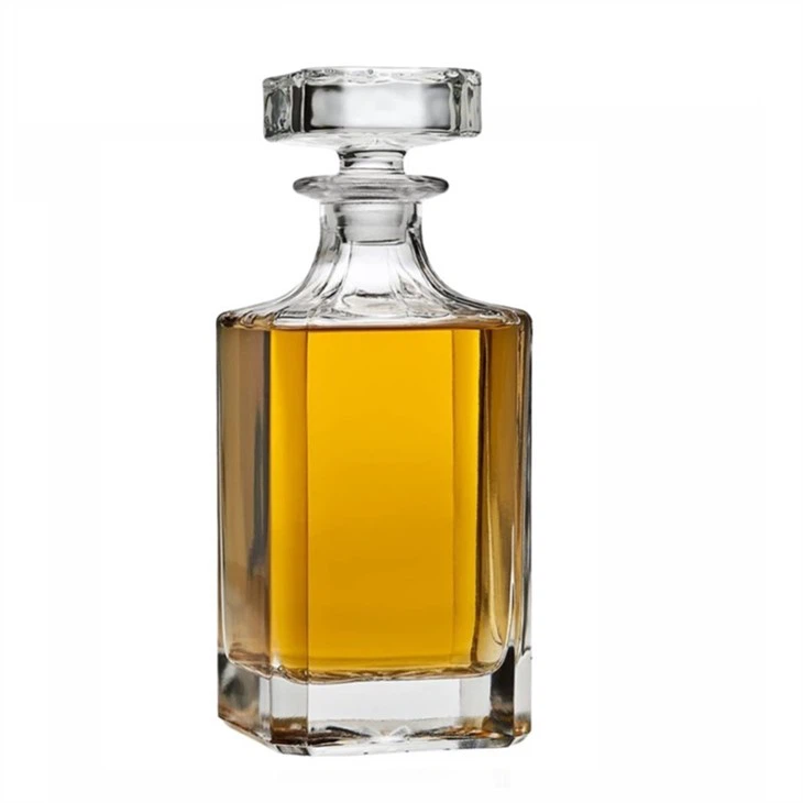 Bouteille en verre à whisky transparente rectangulaire de 500 ml